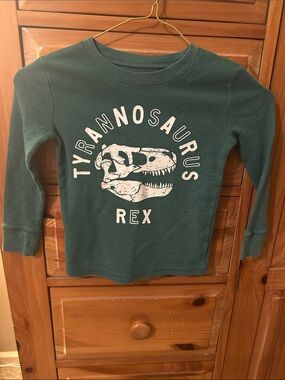 jumping beans Teal Long-Sleeve Tyrannosaurus Rex Skull Tee